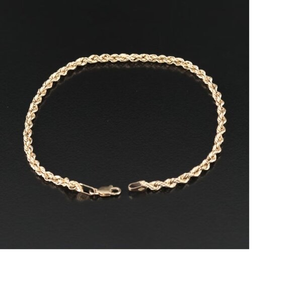 10k Gold Rope Chain Bracelet (or anklet). - Picture 2 of 7